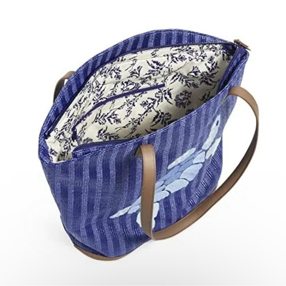 Vera Bradley straw tote Regatta turtle blue - Picture 6 of 7